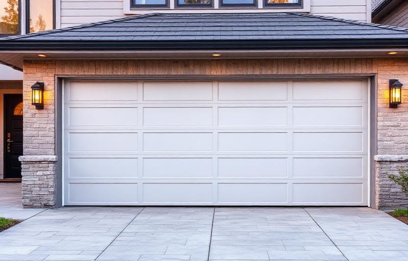 Modern insulated garage door on luxury home showing cost value