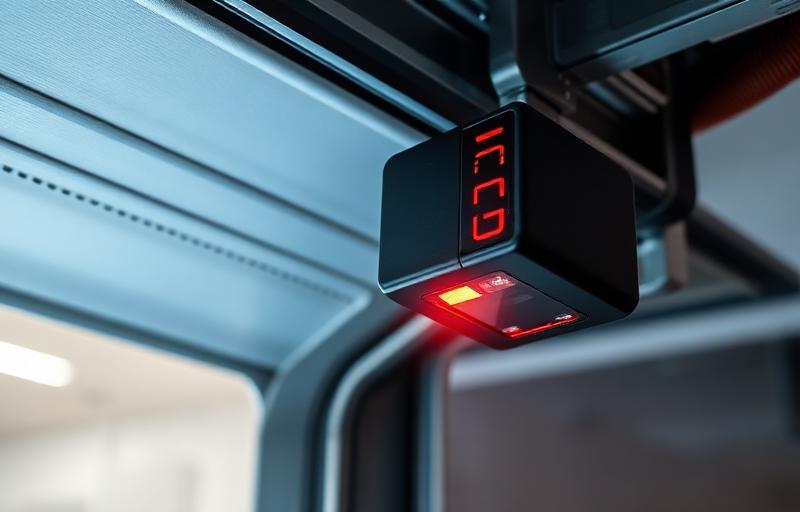 Garage door motion sensor safety system with LED indicator